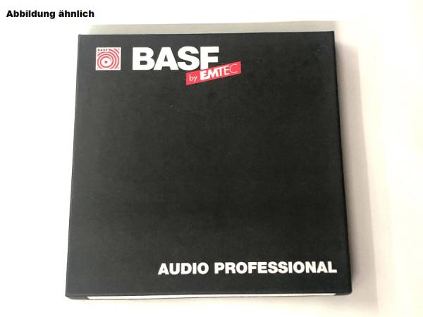 BASF Kunststoffspule mit Tonband DP26, 18cm, mit Pappschuber