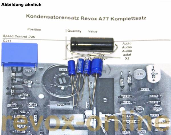 Kondensatorensatz Speedcontrol für Revox A77 L-Version (.725)